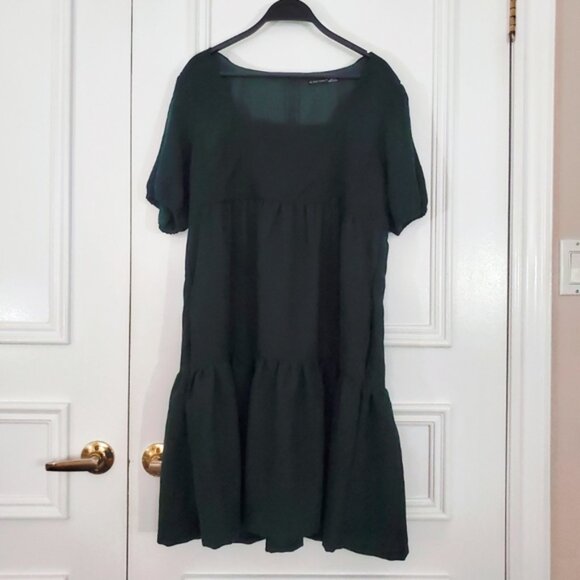 NWT BLACK TAPE Baby Doll Corduroy Drop Waist Emerald Green Dress - Picture 6 of 16